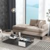 [VIDEO provided]64" Deep Tufted Upholstered Textured Fabric Chaise Lounge,Toss Pillow included,Living room Bedroom Use,Warm Grey