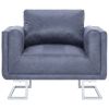 Cube Armchair Gray Faux Suede Leather