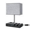 Touch Lamp with 2 Phone Stands,Dimmable USB Lamp Include 2 Warm Edison Bulbs, Grey Table Lamp Built in 2 USB Ports & 2 AC Outlet, Bedside Lamps Idea f