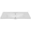 36" Single Bathroom Vanity Top with White Basin, 3-Faucet Holes, Ceramic