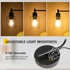 Stepless Dimmable Industrial Table Lamps with 2 USB Ports & AC Outlet, Bedside Nightstand Desk Lamps with Seeded Glass Shades for Bedroom Dorm Living