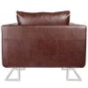 Cube Armchair with Chrome Feet Brown Leather