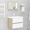 Bathroom Mirror White and Sonoma Oak 23.6"x4.1"x14.6" Chipboard