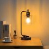 Stepless Dimmable Industrial Table Lamps with 2 USB Ports & AC Outlet, Bedside Nightstand Desk Lamps with Seeded Glass Shades for Bedroom Dorm Living