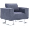 Cube Armchair Gray Faux Suede Leather