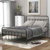 Full Size Metal Platform Bed with Headboard and Footboard, Iron Bed Frame for Bedroom, No Box Spring Needed ,Black