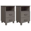 Bedside Cabinets 2 pcs Light Gray 15.7"x13.8"x24.4" Solid Wood Pine