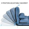 Double Chaise Lounge Sofa Floor Couch and Sofa with Two Pillows for Living Room (Blue) RT