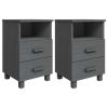 Bedside Cabinets 2 pcs Dark Gray 15.7"x13.8"x24.4" Solid Wood Pine