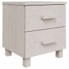 Bedside Cabinet White 15.7"x13.8"x17.5" Solid Pinewood