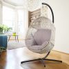 Large Hanging Egg Chair with Stand & UV Resistant Cushion Hammock Chairs with C-Stand for Outdoor