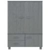 Wardrobe Dark Gray 39"x17.7"x53.9" Solid Wood Pine