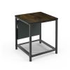 Side Table with Storage Bag, Square End Table with Grid storage rack, Sofa Table for Living Room, Bedroom, Small Spaces,Easy Assembly,Rustic Brown