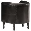 Tub Chair Black Real Leather