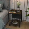 Side Table with Storage Bag, Square End Table with Grid storage rack, Sofa Table for Living Room, Bedroom, Small Spaces,Easy Assembly,Rustic Brown