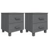 Bedside Cabinets 2 pcs Dark Gray 15.7"x13.8"x17.5" Solid Pinewood