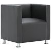 Cube Armchair Gray Faux Leather