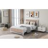 Metal and Wood Bed Frame with Headboard and Footboard ,Full Size Platform Bed ,No Box Spring Needed, Easy to Assemble(White)