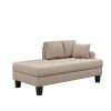 [VIDEO provided]64" Deep Tufted Upholstered Textured Fabric Chaise Lounge,Toss Pillow included,Living room Bedroom Use,Warm Grey