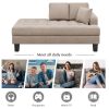 [VIDEO provided]64" Deep Tufted Upholstered Textured Fabric Chaise Lounge,Toss Pillow included,Living room Bedroom Use,Warm Grey