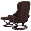 Recliner Chair with Footstool Brown Faux Leather and Bentwood