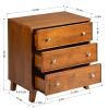 Medieval 3 Drawer Brown Bedroom Nightstand, End Table, Storage Cabinet