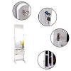 Full Mirror Makeup Mirror Cabinet 2 Drawers 5 Layers Storage Cabinet Solid Wood Pattern Covered I-Shaped Base Floor Jewelry Mirror Cabinet White (Incl