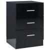 Bedside Cabinets 2 pcs High Gloss Black 15"x13.8"x22" Chipboard