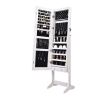 Full Mirror Makeup Mirror Cabinet 2 Drawers 5 Layers Storage Cabinet Solid Wood Pattern Covered I-Shaped Base Floor Jewelry Mirror Cabinet White (Incl