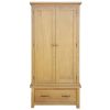 Wardrobe with 1 Drawer Solid Oak Wood 35.4"x20.5"x72"