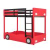 Twin Size Car-Shaped Bunk Bed with Wheels