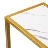 Sofa sidetable , Minilalist Porch table, console table, Marble aboards panel, metal legs, Rectangle 41.73" L , White, AL