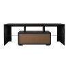 Black TV Stand with LED RGB Lights,Flat Screen TV Cabinet, Gaming Consoles - in Lounge Room, Living Room and Bedroom(Black)