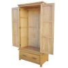 Wardrobe with 1 Drawer Solid Oak Wood 35.4"x20.5"x72"