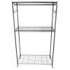 Double Rod Closet 3 Shelves Wire Shelving Clothing Rolling Rack Heavy Duty Garment Rack with Wheels and Side Hooks RT