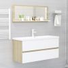 Bathroom Mirror White and Sonoma Oak 39.4"x4.1"x14.6" Chipboard