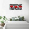 Wall Decor 3 Pcs Canvas Wall Art Red Rose Painting, Black & White Floral Painting Framed Wall Art for Modern Home Decoration (12inchesx16 inchesx3pcs)