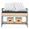 Shoe Storage Bench, Industrial Hidden Shoe Rack Bench Organizer with Storage Chest, Mesh Shelf for Entryway, Mushroom, Living Room (White Oak) RT