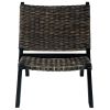 Relaxing Chair Black Natural Kubu Rattan and Solid Mahogany Wood