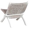 Relaxing Chair White Natural Kubu Rattan and Solid Mahogany Wood