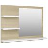 Bathroom Mirror White and Sonoma Oak 23.6"x4.1"x17.7" Chipboard