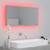 LED Bathroom Mirror Concrete Gray 35.4"x3.3"x14.6" Chipboard