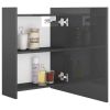 Bathroom Mirror Cabinet High Gloss Gray 24.6"x8.1"x25.2" Chipboard