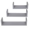 Set of 3, Floating Display Shelves Ledge Bookshelf Wall Mount Storage Gray Floating Shelves Wall Mounted - Decorative Storage Shelf, Multi-use Home St