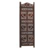 Hand Carved Sun And Moon Design Fold able 4-Panel Wooden Room Divider, Brown