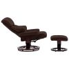 Recliner Chair with Footstool Brown Faux Leather and Bentwood