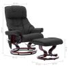 Recliner Chair with Footstool Black Faux Leather and Bentwood