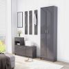 Hallway Wardrobe High Gloss Gray 21.7"x9.8"x74.4" Chipboard