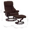 Recliner Chair with Footstool Brown Faux Leather and Bentwood