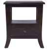 Bedside Cabinet Light Black Coffee Solid Mahogany Wood